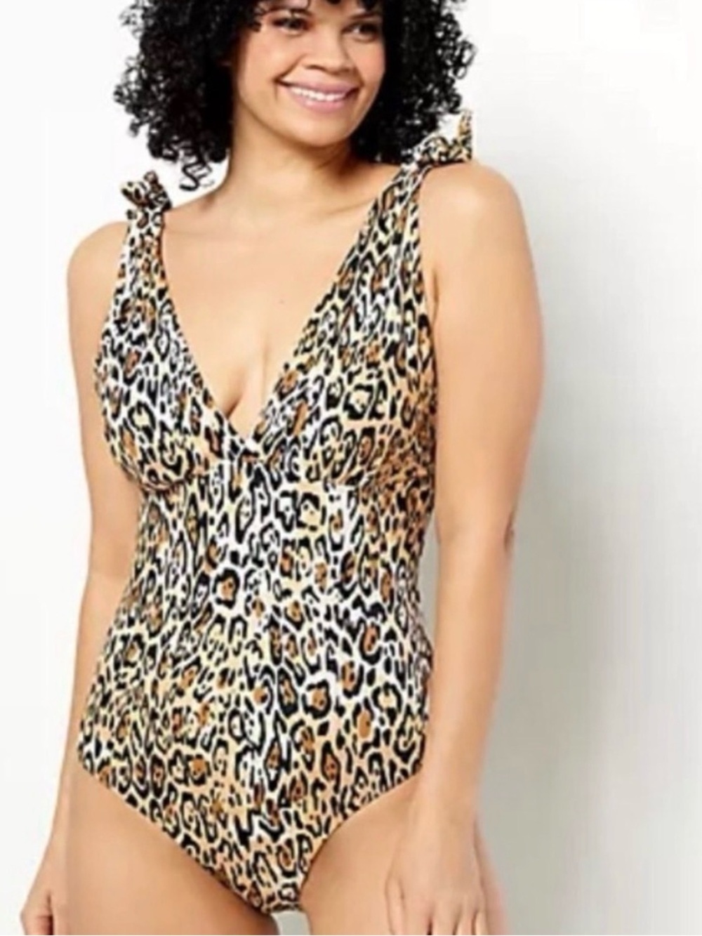 Kim Gravel Leopard Print One-Piece Swimsuit - Brown/Black/Cream Size 8